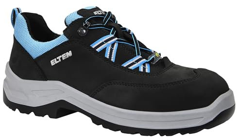 ELTEN Sicherheitsschuhe Lotte Aqua Low ESD S2, Damen, Leder/Textil, Stahlkappe, leicht, sportlich 35, Schwarz-Türkis