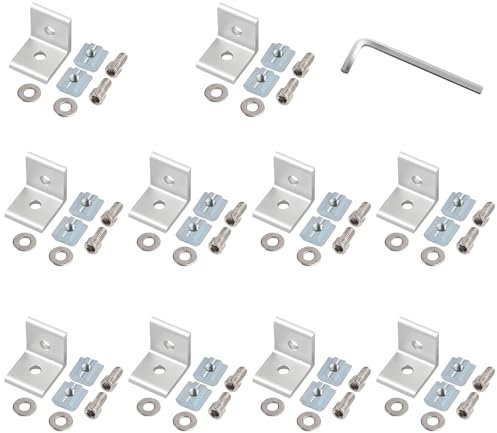 10 X Eckwinkel Winkel Befestigung Befestigungsmaterial für 3030 3060 Nut 8 Raster Streben Aluprofil L-Form Europäische Standard Aluprofil Zubehör in Silber Mit 5mm Inbusschlüssel