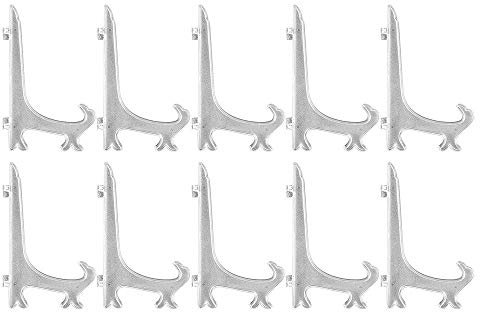 Idee con cavalletto a forma di cuore, per cornici e immagini, plastica, pieghevole, trasparente, ideale anche come supporto per piatti, espositore per libri, 15 x 9,7 cm, 10 pezzi