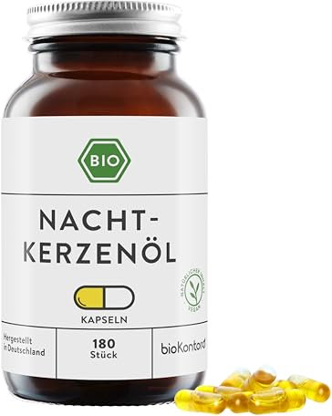 Nachtkerzenöl Kapseln BIO 180 Stück vegane Kapseln mit 500 mg kaltgepresstem Nachtkerzenöl von bioKontor