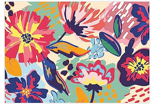 #detailverliebt 100 Tischunterlagen mit bunten Blumen-Motiv I DIN A3 eckig Platz-Set aus Papier modernes Design Einweg Tischset braun Gastronomie und Haushalt dv_1021