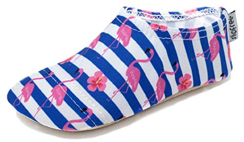 Slipfree Non-Slip Shoes for Girls and Boys. Light, Soft and Comfortable, Unisex Kids Beach Water Shoes with Protective Sole, Ideal for Holiday, Sports and Home. Stripe, Age 9-18 Months