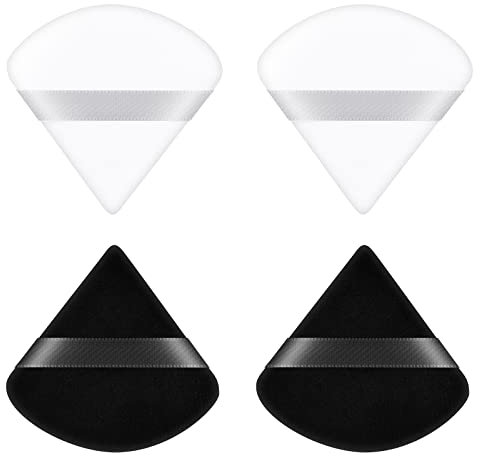 Ainiv Dreieck Makeup Puderquaste, 4 Stück Gesicht Schwämmchen Powder Puff, Waschbar Wiederverwendbar Makeup Sponge, Nass Trocken Make up Werkzeug für Loses Puder oder Foundation Rouge