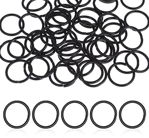 Abeillo 50 Stück Schlüsselringe Klein 10mm, Edelstahl Schlüsselring Schwarz, Einschichtiger Flacher Schlüsselring für Armbänder, DIY Basteln, Ornamente