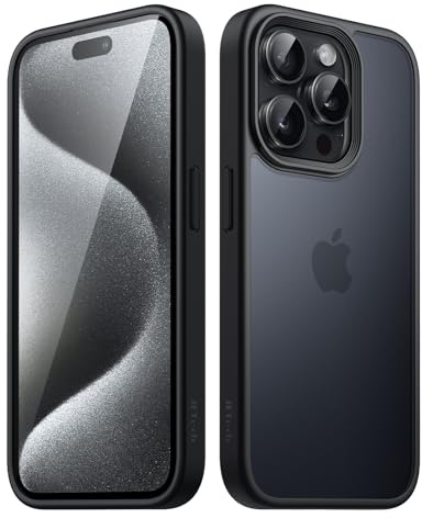 JETech Matt Hülle für iPhone 15 Pro 6,1 Zoll, Stoßfest Militärstandard FallSchutz Handyhülle, Mattierte Rückseite Schutzhülle, Anti-Fingerabdruck (Schwarz)