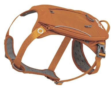 Kurgo Cascade-Hundegeschirr, Hundegeschirr mit Rucksack, Wanderrucksack für Hunde, Größe S, Orange