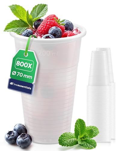 Inoverse 800 stycken plastmuggar, dryckeskoppar, 0,2 l utskänkningskoppar, partymugg plast, plastmuggar, festporslin, ölmuggar, vattenkoppar – vit