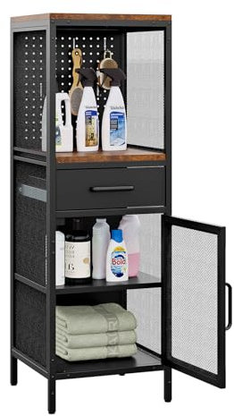 Aufbewahrungsschrank Mehrzweckschrank Küchenschrank Buffetschrank Beistellschrank Kommode mit Schublade Toilettenschrank Bücherschrank Badschrank schmales Badregal verstellbare Ablage 40x40x120cm