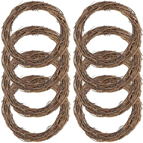 MAHIONG 8 PCS 20cm Wreath Ring, Wreath Base, Natural Grapevine Wreath, Vine Branch Wreath Making Supplies, Retro Christmas Wreaths for Holiday Wedding Christmas Decoration