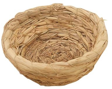 Für die Zucht von kleinen Vögeln – Design aus handgeflochtenem Stroh, flacher Boden für Stabilität | Langlebiger Vogelschutz für Wellensittiche und Sittiche, aus Naturstroh