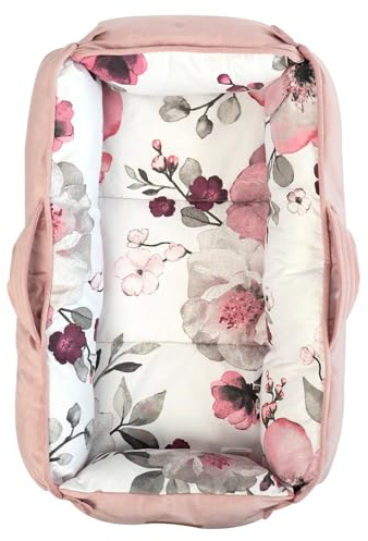 Bellochi Nid universel pour bébé | Retraite confortable pour nouveau-né | Chaise longue multifonction avec fermetures magnétiques silencieuses | Parfaitement dimensionné 100 x 70 x 14 cm (Blush)