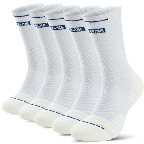 RUIXUE Mens Sports Hiking Socks, Breathable Walking Socks Cushioned Anti Blister Crew Sock Outdoor Multi Performance Sock for Trekking Running (5 Pairs/6 Pairs)