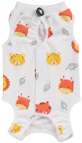 Muejjur Cat Recovery Suit for Spay & Surgery – Breathable Anti-Lick Cone Alternative Onesie, Adjustable Velcro (White, L)