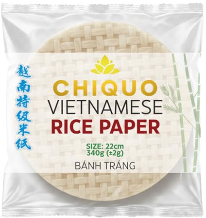 Chiquo Vietnamese Rice Paper 22cm 340g | Authentic Vietnamese Wrappers | Ideal for Spring Rolls, Summer Rolls, Asian Dishes | Easy to Use