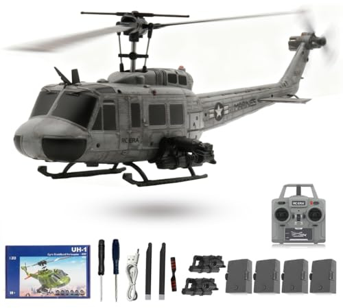 Meiurlex RC ERA C032 UH-1 Huey - Helicóptero RC 1:48 6CH sin escobillas, control remoto, vuelo de acrobacias 3D y avión RC de alta precisión para adultos y principiantes