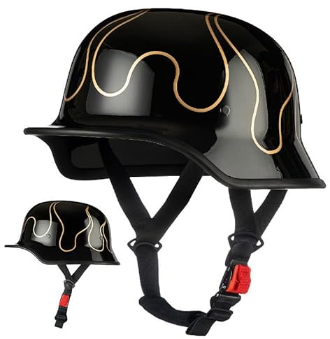 Caschi da moto retrò, caschi a mezza calotta in stile tedesco, caschi jet certificati ECEDOT, caschi jet per uomo e donna, adatti per scooter, ciclomotori, cruiser e motociclette. 2,L=59-60CM