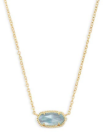 Kendra Scott Elisa Short Pendant Necklace for Women, Dainty Fashion Jewelry, 14K Gold-Plated Brass, Light Blue Illusion