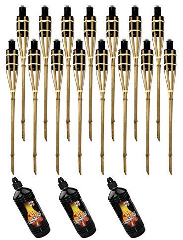 Moritz 15 x bambufacklar fackla 90 cm standard natur 3 x 1 000 ml lampolja trädgårdsfacklor oljefacklor trädgård dekoration oljelampa gångljus
