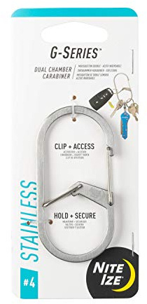 Nite IZE G-Series Dual Chamber Carabiner #4, Key Carabiner, Stainless Steel