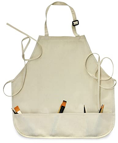 Liquidraw Adult Art Apron - 36.5 x 25.5 | Large Bib Canvas Washable Apron For Men & Women | Ideal for Painting, Art & Cooking | Paint Brush or Tool Holder Pockets | Adjustable Neck Straps