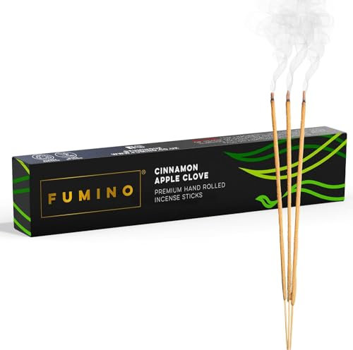 Fumino Incenso Bastoncini Freschi Fatti a Mano Fragranza Cannella Mela Chiodi di Garofano - Incensi Naturali - 1 Scatola, 14 Bastoncini (15g) - Masala, Agarbatti Profumati Rilassanti per Meditazione