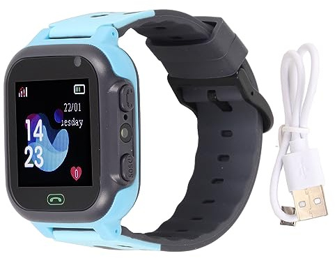 1,44'' Kids Smartwatch, 2 Way Voice Call Children Smart Watch med LBS-positionering i Realtid, Selfiekamera, Pekskärm, IP65, Klassrumslä (Blå)