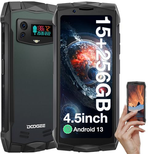 DOOGEE S Mini Outdoor Handy, 4.5 Zoll 15GB+256GB/TF 2TB Outdoor Smartphone, Helio G99 Smartphone ohne vertrag, Android 13 Handy, 50MP+8MP, IP68 Smartphone, 3000mAh Akku/NFC/OTG/Face ID/GPS, Schwarz