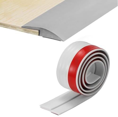 Vueinrg 2M Übergangsprofil Selbstklebend Vinyl Übergangsleiste Boden Übergangsschiene Bodenleisten Laminat Abschlussleiste Bodenprofil PVC für Fußböden Teppich (Grau, 35mm)