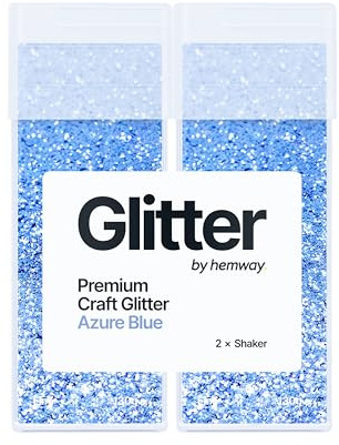 Hemway Craft Glitter Shaker Azure Blue 130g x2 Pack Fine | for Resin & Epoxy Crafts, Christmas Art Supplies, Nail, Body, Face, Eye, Festival, Crafting, Slime, Sparkle