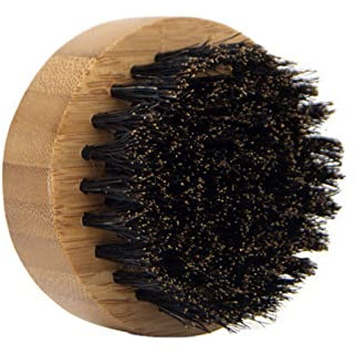 Brosse à barbe ronde pour homme avec manche en bois, brosse de toilettage pour poils du visage, poils de sanglier doux pour massage du visage beauté
