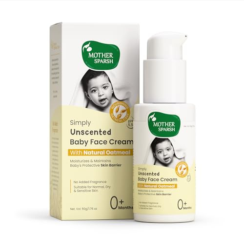 Mother Sparsh Simply Unscented Baby Face Cream with Oatmeal -50g | Fragrance Free Baby Cream for Sensitive Skin