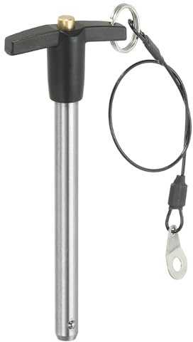 PATIKIL Pinze Blocco a Maniglia a T 2/5 x 3,54 (10 x 90mm), Perno a Sgancio Rapido, Perni Posizionamento Sicurezza Acciaio Inossidabile 304 con Pulsante, Cavo con Cordino da 25 Cm