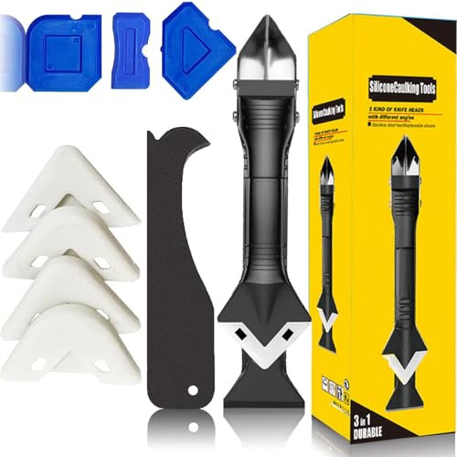 Silicone Remover Tool, Remover Tool -3 in 1 Caulking Finishing Tools, Caulking Multi Smoothing Removal Tool, Sealant Finishing Smoothing Tool for Bathroom, For Kitchen Bathroom Floor Corner(9pcs)