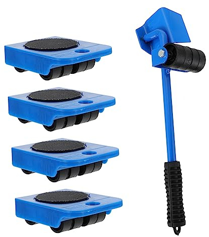 KONTONTY Set Di 5 Attrezzi Per Sollevamento Mobili Con 4 Cursori E 1 Asta Di Sollevamento Per Impieghi Gravosi Realizzato in Materiale Resistente
