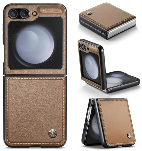 XKchatpt Custodia per telefono per Samsung Galaxy Z Flip 5, custodia in pelle PU antigraffio sottile per telefono, custodia protettiva antiurto per telefono per Samsung Galaxy Z Flip5 (Marrone)