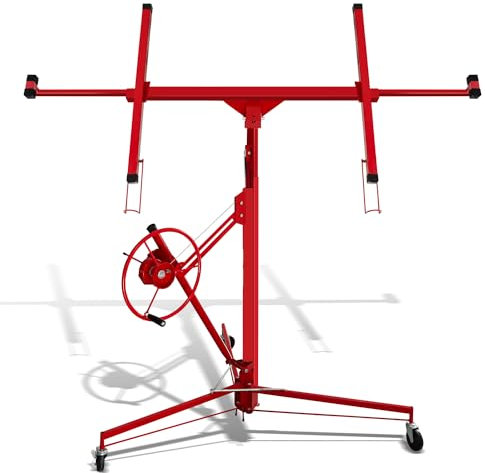 Ikodm Lève-plaque pliable XXL pour plaques de plâtre, lève-plaque, lève-plaque jusqu'à 68 kg, hauteur 132-335 cm, largeur maximale 294 cm, 3 roues avec frein de stationnement, angle réglable à 60°