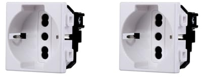 Elektronova Presa schuko 2P+T 10/16A 230V compatibile Bticino Matix di colore bianco - Confezione 2 pezzi