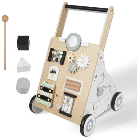 Nastopee Lauflernwagen Baby,Aus Holz,Mit Activity,Mit Montessori Spielzeug Multifunktion,9 In 1 Lauflernhilfe,Baby Walker Für Babys Ab 12 Monaten