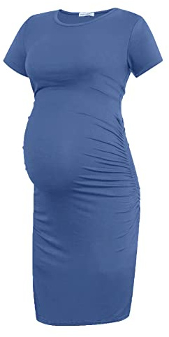Smallshow Women's Short Sleeve Maternity Dress Ruched Pregnancy Clothes