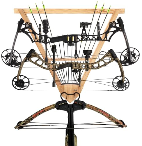 AceOrbit Wall Mounted Bow and Arrow Display Rack for Hunting and Archery Accessories 3-Bow Holder & 12-Arrow Storage Crossbow Holder Compound Bows Stand for Wall (Carbonized Color)