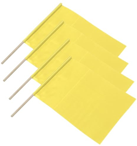 Alipis 4 pezzi Bandiere Arbitro Gialle con Manico Ergonomico Resistenti per Segnalazione Partite Calcio e Gare Corse Outdoor