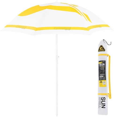 Cressi Sunshell Umbrella Parasol White/Yellow/Black - Ombrellone da Esterno Leggero e Portatile, per Proteggersi dal Sole e dalle Intemperie, Bianco/Giallo/Nero, Ø 200cm