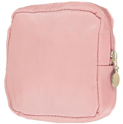 sourcing map Period Bag for Teen Girls Women Polyester with Zip Pink | Portable Sanitary Towel Compact Cute Pouch, Small Pouch Napkin Storage Pads Holder for Travel, Daily Use, Purse