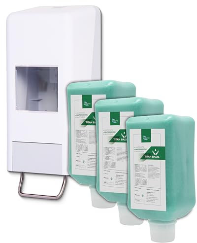 Blanc HYGIENIC Softflaschenspender inkl. 2X 2 Liter Vakuumflaschen Titan Basis Handreinigungspaste Viskose