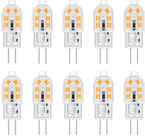 Akynite Infälld Spotlight G4 LED 12V 2W AC/DC Varmvit 3000K, Ersättning För 10W 20W Halogenlampa, Stiftsockellampa För Köksfläkt, Ej Dimbar, 10-Pack