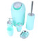 6 Stücke Badezimmer-Set Türkis, Badzubehör Set Bad Zubehörset mit Lotionspender, Mülleimer, Zahnbürstenhalter, Zahnputzbecher, Toilettenbürste und Seifenschale