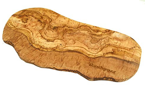D.O.M.® Tabla de cortar rústica de madera de olivo – (XXL más de 50 cm sin grabado)