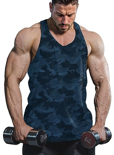 Lehmanlin Men's Stringer Tank Top Y Back Muscle Bodybuilding Gym Shirts