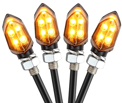 AUTTGINN 12V LED Smoked Motorrad Blinker 5 LEDs Mini Blinker Lauflicht Motorradblinker 4 Stück IP65 E-Prüfzeichen Bernstein