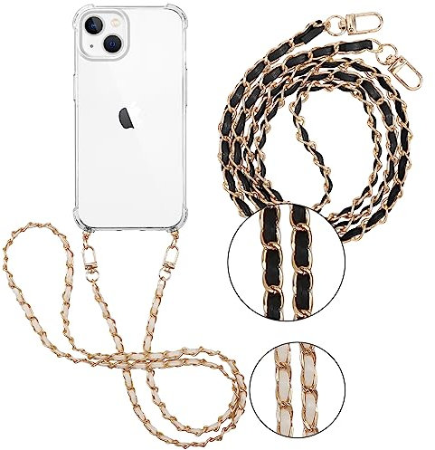 Pnakqil 2 Stück Handykette für Apple iPhone 13 / iPhone 14 6,1 Hülle mit Band, Handyhülle Necklace Handy Kette Kordel zum Umhängen Schutzhülle, Trasparente TPU Bumper Stoßfest Phone Case, Lanyard 4